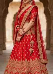 Red Embroidered Lehenga Choli