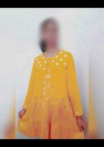 Girls' Yellow Dress & Shrug Set