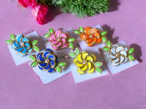 Floral Enamel Brooch Pins (Set of Six)