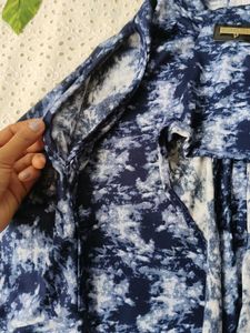 Blue Patterned Sleeveless Top