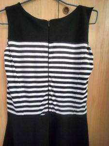 Striped Black &amp; White Midi Dress