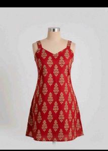 Red Printed Kurta with White Palazzo