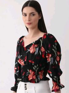 Floral Print Smocked Blouse
