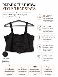 Chic Black Eyelet Zip Front Crop Top