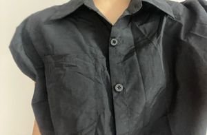 Sleeveless Collared Button-Up Top