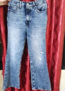 ribbed Blue Washed Denim Jeans
