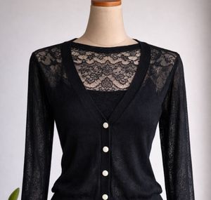 🚨sale🚨Elegant Black Lace Trim Cardigan