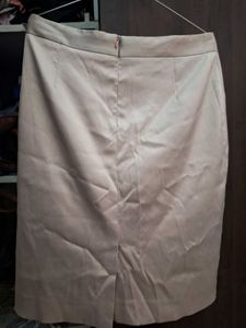 Beige satin short skirt