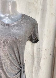 Sparkly Silver Tie-Up Tunic Top