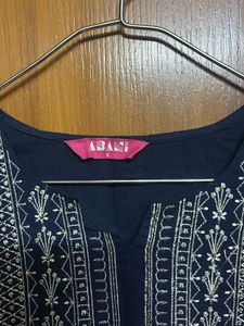 Elegant Navy Blue Embroidered Kurta