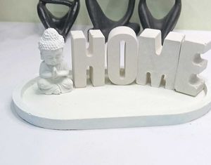 Minimalist White Concrete "HOME" Decor Tray