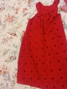 Cute Red Heart Print Dress
