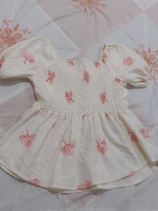 White Puff Sleeve Top with Floral Print