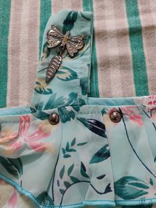 Light Blue Floral Sleeveless Top