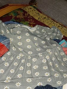 Checked Daisy Flutter Sleeve Peplum Top