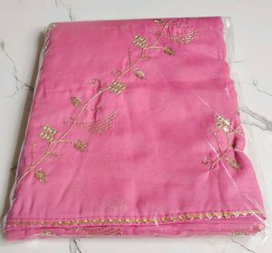 Elegant Pink Embroidered Saree