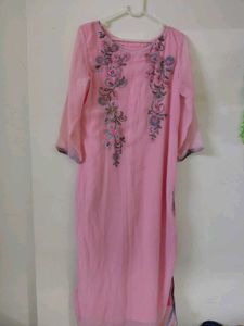 Pink Embroidered Kurta