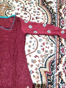 coffee brown Embroidered suit set
