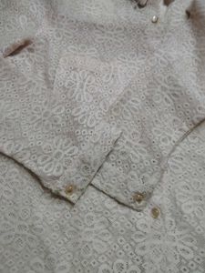 Sheer Lace Button-Up Shirt