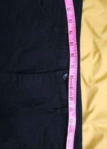 Black Denim Layered Mini Skirt Over Short