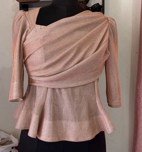 Sparkling Rose Gold Peplum Top