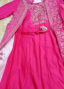 New Stunning Pink Embroidered Floor Length kurta