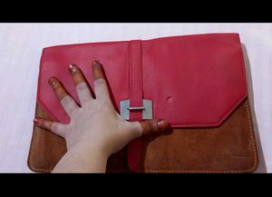Stylish Red &amp; Brown Clutch