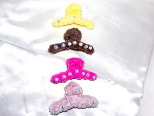 Fuzzy Pearl Hair Claw Clips Set