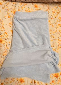 Light Blue Terrycloth Mini Skirt