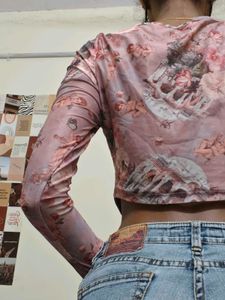 Floral &amp; Skull Print Long Sleeve Top