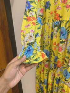 Floral Tiered Yellow Dress