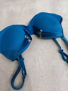 Teal Push-Up Bra with Velvet Trim