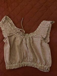 Chic Gingham Off-Shoulder Top