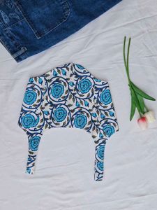 Blue floral print corset Top