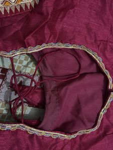 Maroon Embroidered Saree