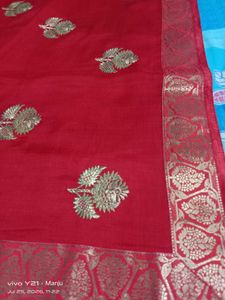 Stunning Red Zari Work saree