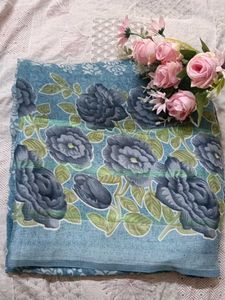 Beautiful Blue Floral Saree