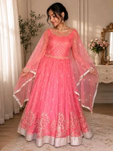 Stunning Pink Embroidered Heavy Gown