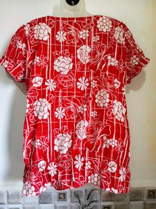 Chic Red Floral Print Top for large -XL SIZE