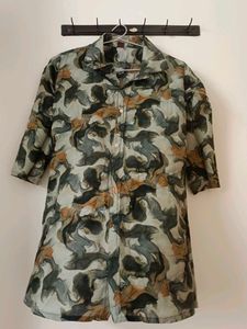 Unique Abstract Print Button-Down Shirt