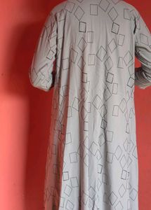 Grey Geometric Print Dress with Overlay