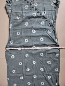 Grey Kurta with White Floral Print