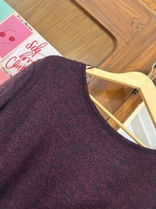 Maroon Tie-Front Top
