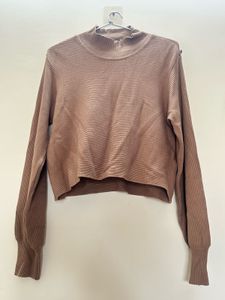 Ribbed Mock Neck Cropped Sweater