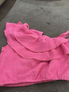 Ruffled Pink Crop Top