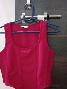 Hot Pink Sleeveless Crop Top