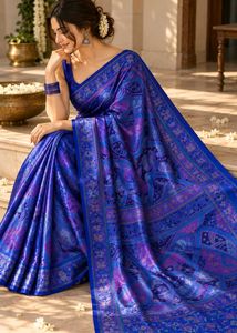 Beautiful Blue Silk Saree with Intricate Designs