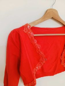 Red Cropped Bolero Shrug