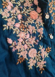 Denim embroidered kurti