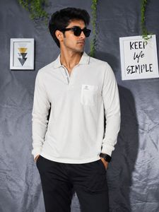 Cream Long Sleeve Collared Shirt